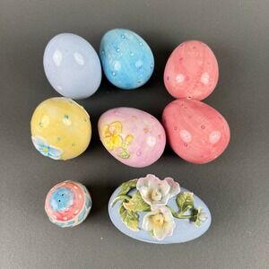 Ceramic Easter Egg 4" Decor Lot Pastel Floral Salt Shaker